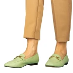 Dineb zöld női mokaszin műbőrből