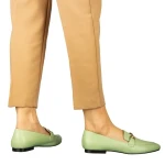 Dineb zöld női mokaszin műbőrből