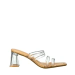 Ranya bézs műbőrből készült női papucs sarokkal