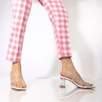 Ranya fehér műbőrből készült női papucs sarokkal