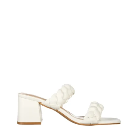 Mylah fehér, műbőr női papucs sarokkal