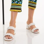 Mylah fehér, műbőr női papucs sarokkal