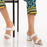 Mylah fehér, műbőr női papucs sarokkal