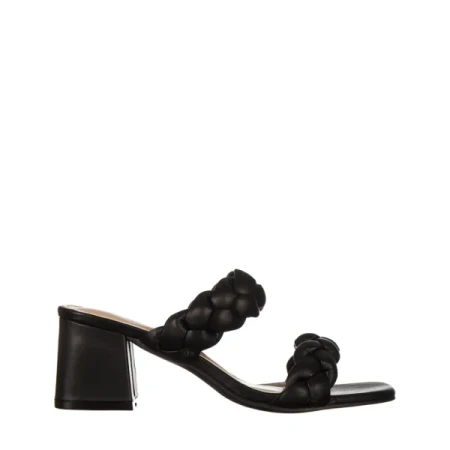 Mylah fekete, műbőr női papucs sarokkal