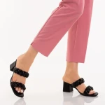 Mylah fekete, műbőr női papucs sarokkal