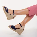 Eligma kék, textil anyagból készült női szandál