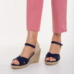 Eligma kék, textil anyagból készült női szandál