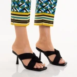 Berta fekete, műbőr női papucs