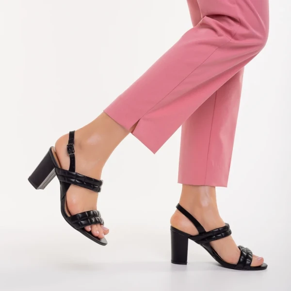Nicolle fekete, műbőr női szandál sarokkal