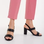 Nicolle fekete, műbőr női szandál sarokkal