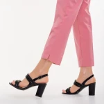 Nicolle fekete, műbőr női szandál sarokkal