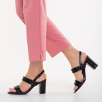 Nicolle fekete, műbőr női szandál sarokkal