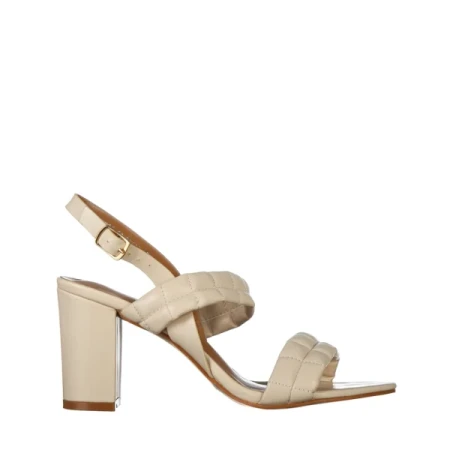 Nicolle bézs, műbőr női szandál sarokkal