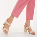Nicolle bézs, műbőr női szandál sarokkal