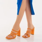 Melina narancssárga, műbőr női papucs sarokkal