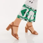 Eufrasia camel, műbőr női szandál sarokkal