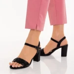 Eufrasia fekete, műbőr női szandál sarokkal