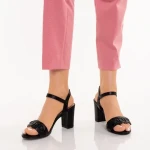 Eufrasia fekete, műbőr női szandál sarokkal