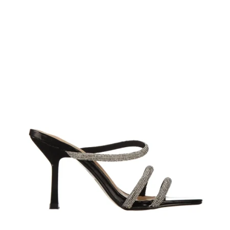 Selene fekete, műbőr női papucs sarokkal