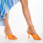 Zuleika narancssárga, műbőr női szandál sarokkal