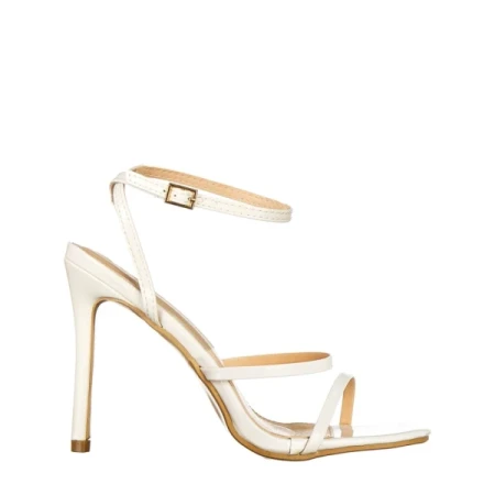 Egypt fehér, műbőr női szandál sarokkal