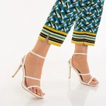 Egypt fehér, műbőr női szandál sarokkal