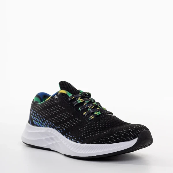 Bendi fekete és kék férfi sportcipő, textil anyagból