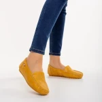 Vanera sárga női mokaszin, műbőrből készült