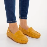 Vanera sárga női mokaszin, műbőrből készült