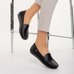 Vanera fekete női mokaszin, műbőrből készült