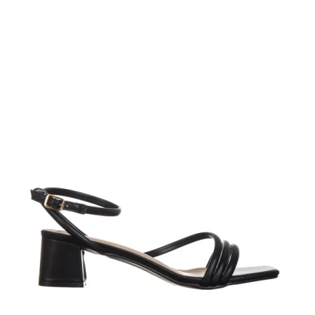 Nayeli fekete női szandál sarokkal, műbőrből készült