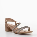 Averie bézs női szandál sarokkal, műbőrből készült