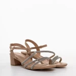 Averie bézs női szandál sarokkal, műbőrből készült