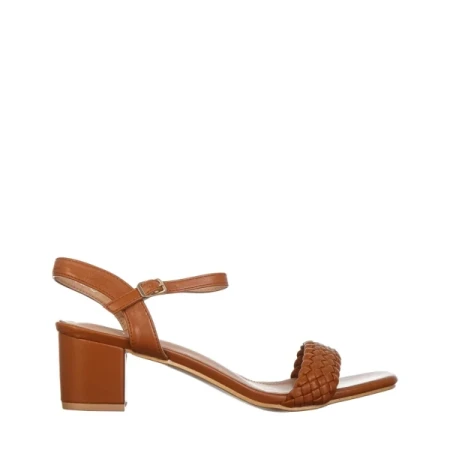 Annalise camel női szandál sarokkal, műbőrből készült