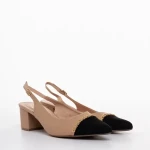 Felicity női fekete es bézs színű magas sarkú környezetbarát bőr cipő