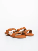 Ivanna camel női papucs, textil anyagból készült