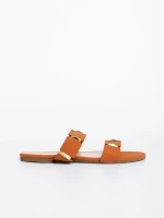 Ivanna camel női papucs, textil anyagból készült