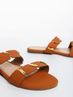 Ivanna camel női papucs, textil anyagból készült