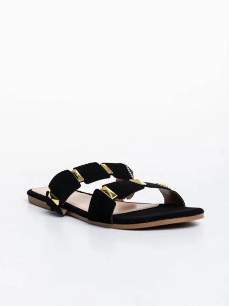 Ivanna fekete női papucs, textil anyagból készült