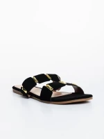 Ivanna fekete női papucs, textil anyagból készült