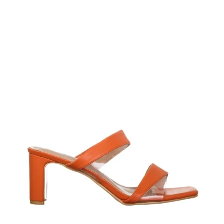 Cameron narancssárga női papucs sarokkal, műbőrből készült