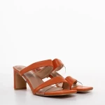 Cameron narancssárga női papucs sarokkal, műbőrből készült