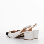 Felicity fehér és fekete női cipő sarokkal, műbőrből készült