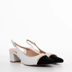 Felicity fehér és fekete női cipő sarokkal, műbőrből készült