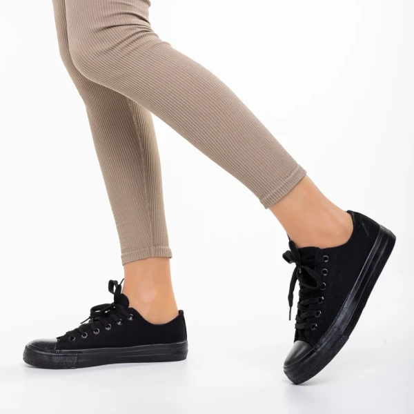 Selima fekete női tornacipő, textil anyagból készült