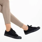 Selima fekete női tornacipő, textil anyagból készült