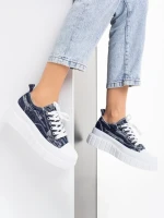 Jeremiah sötétkék női tornacipő, textil anyagból készült