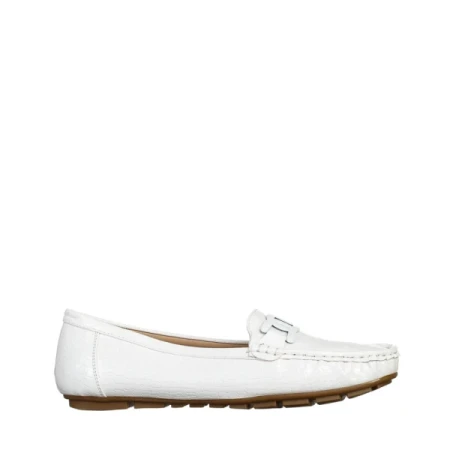 Terrance fehér női mokaszin, műbőrből készült