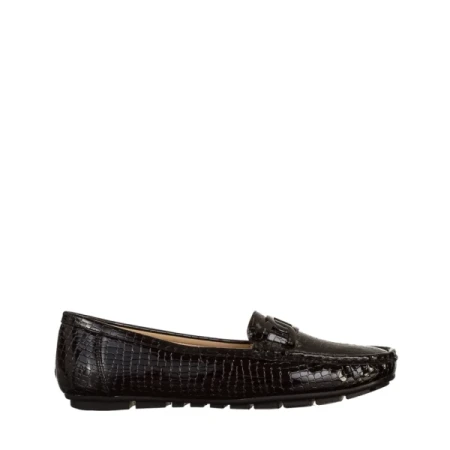 Terrance fekete női mokaszin, műbőrből készült