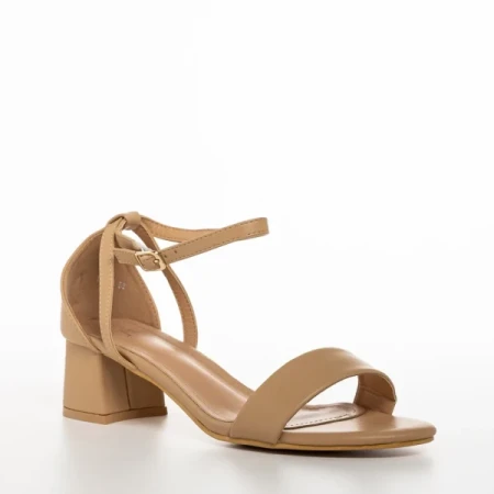 Aries bézs női szandál sarokkal, műbőrből készült
